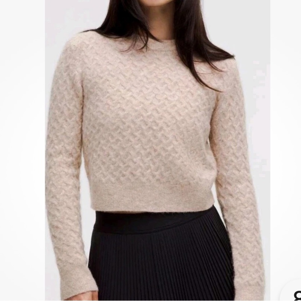 Lululemon Alpaca Wool-Blend Crosshatch Spring Sweater Light Pink Size XS
